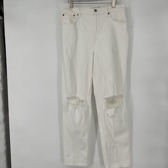 Abercrombie & Fitch The 90's Straight Ultra High Rise White Jeans Size 10 - Picture 1 of 7